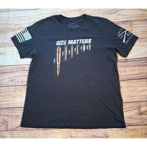 Grunt Style T Shirt Size Matters Bullets Ammo Mens Size XL Black Some Small Hole